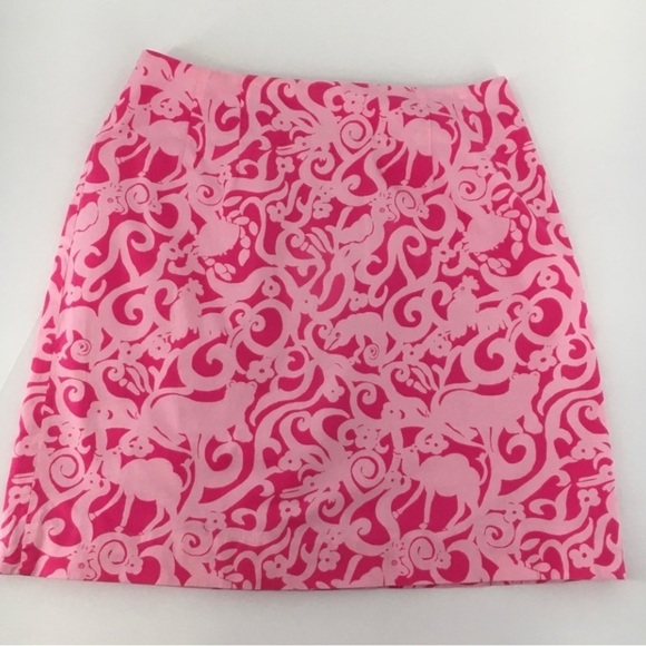 Lilly Pulitzer Pink 7Cs Animal Print Preppy Fun Resort Vacation Casual Skirt Sz2 - Picture 1 of 15